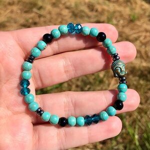 Turquoise & Onyx Buddha Bracelet